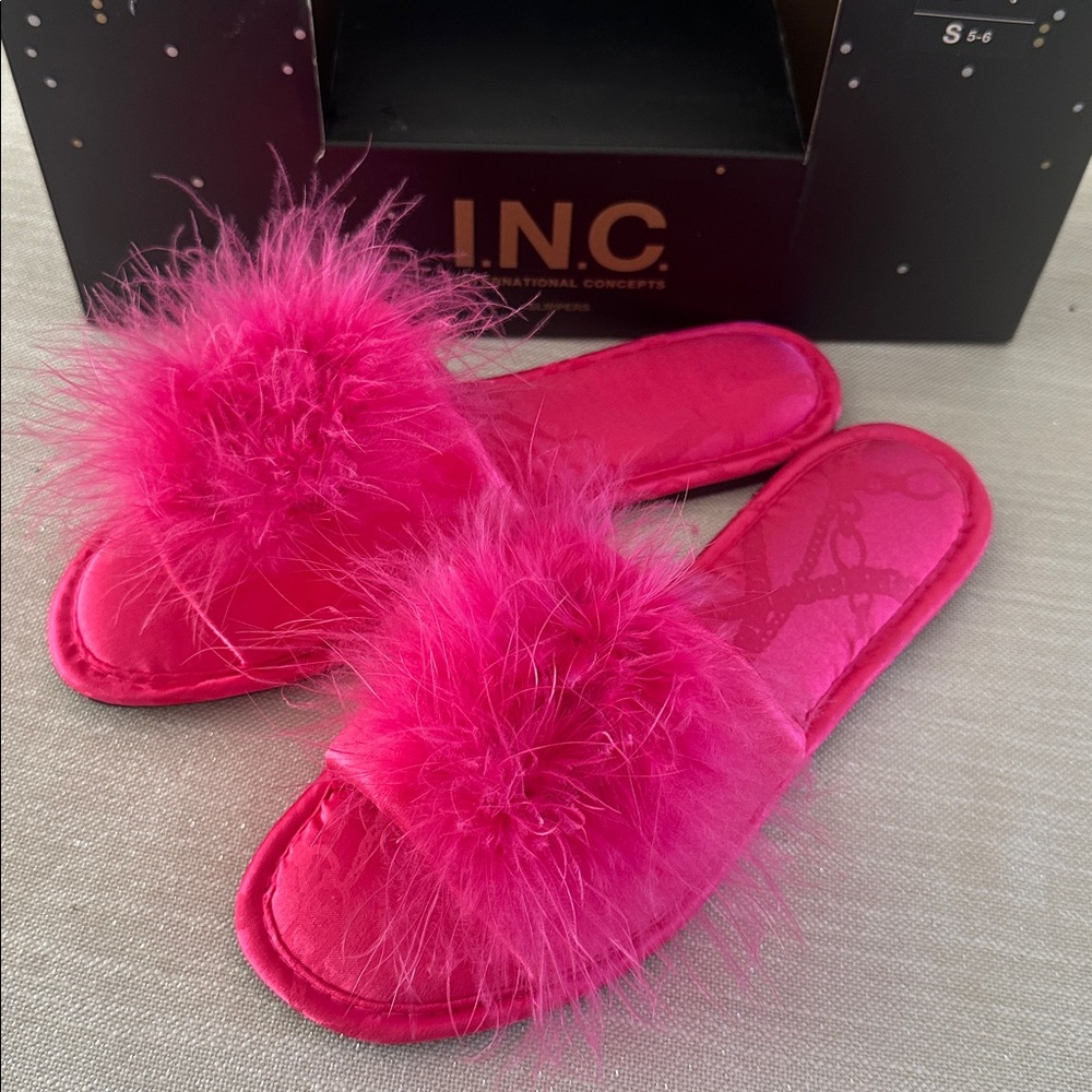 INC International Concepts Pink Fuzzy Slippers
New with box